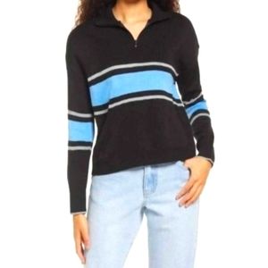 NWT BP. Nordstrom Women's Mock Neck Sweater 1/4 Zip Striped Y2K